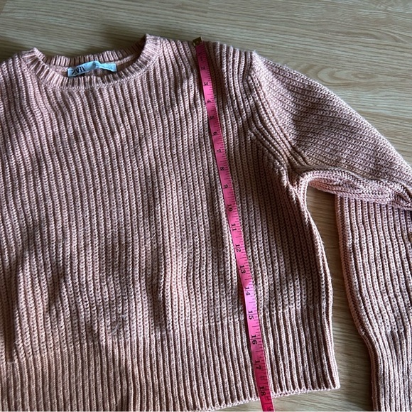 Zara Light Pink Chunky Cropped Sweater Medium - Picture 5 of 7